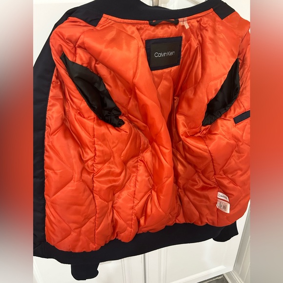 Men's Calvin Klein Navy Classic Nylon Bomber Jacket Size Small - Picture 6 of 15